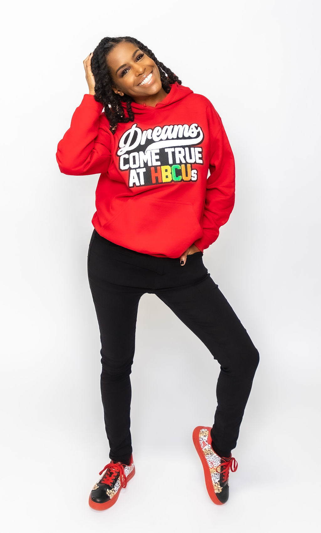 Dreams Come True at HBCUs Unisex Hooded Chenille Patch Sweatshirt-clothing and culture-shop here at-A Perfect Shirt