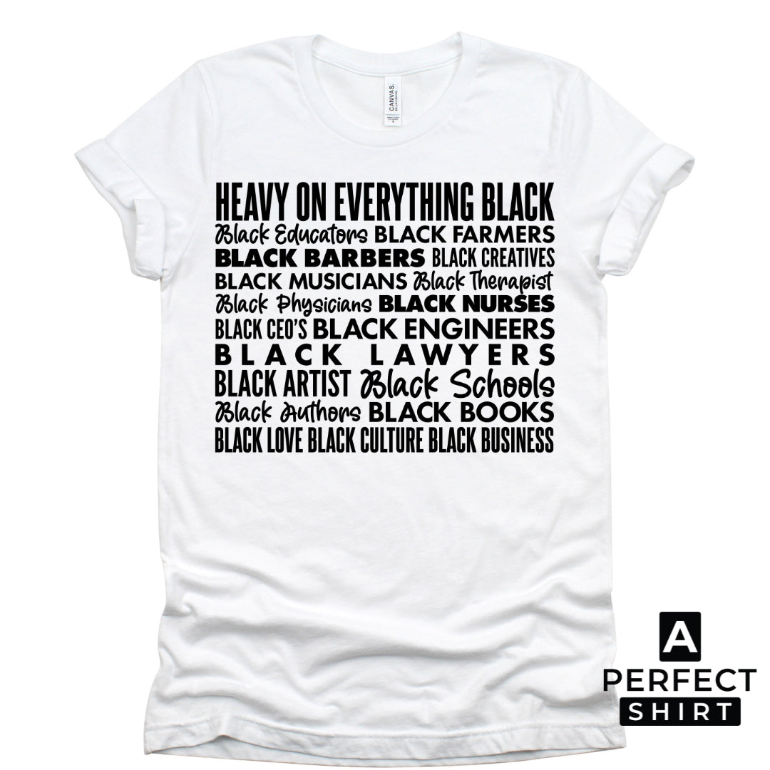 Heavy On Everything Black Unisex Short Sleeve T-Shirt-clothing and culture-shop here at-A Perfect Shirt