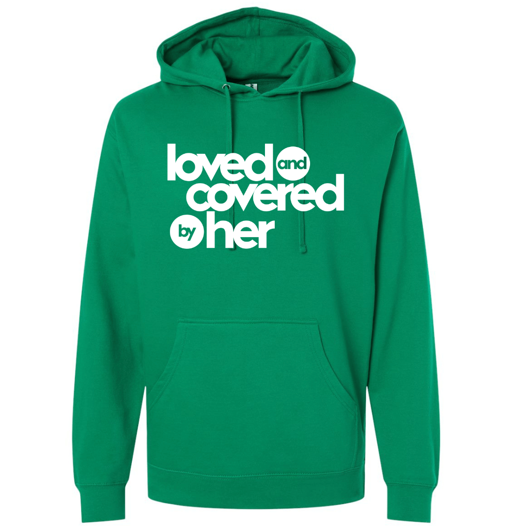 Couple Matching Hooded Sweatshirts- Loved and Covered by Him and Her-clothing and culture-shop here at-A Perfect Shirt