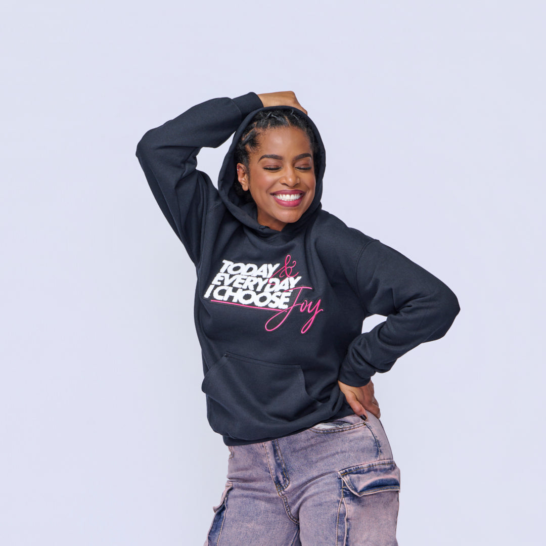 Today & Everyday I Choose Joy Hooded Sweatshirt Premium Chenille &amp; Embroidery-clothing and culture-shop here at-A Perfect Shirt