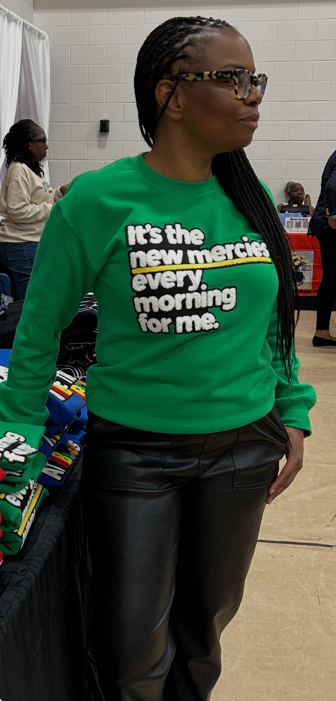 New Morning New Mercies Chenille Patch Unisex Sweatshirt-clothing and culture-shop here at-A Perfect Shirt