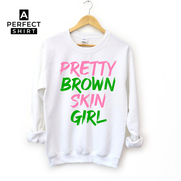 Pink & Green Pretty Brown Skin Girl Sweatshirt-clothing and culture-shop here at-A Perfect Shirt