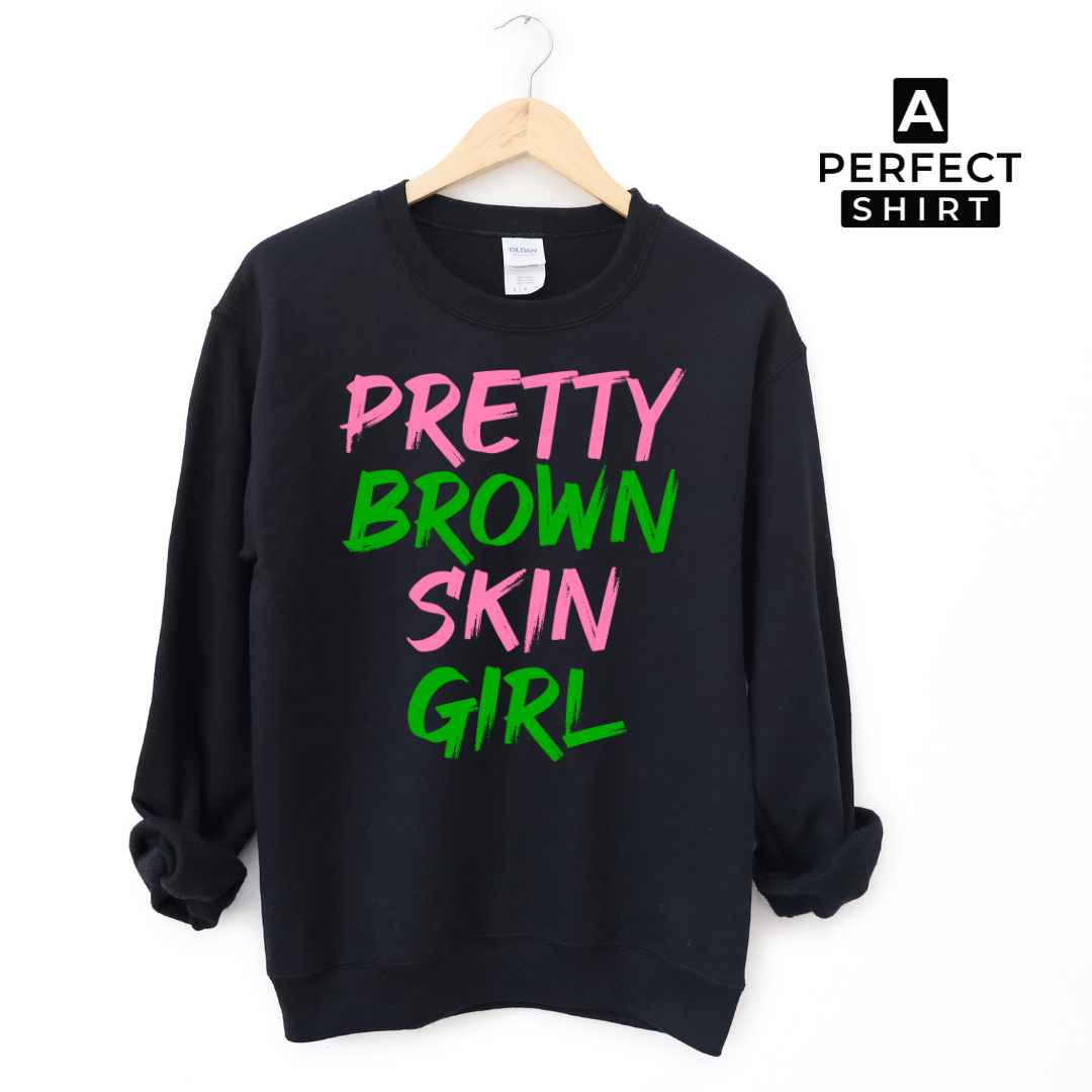 Pink & Green Pretty Brown Skin Girl Sweatshirt-clothing and culture-shop here at-A Perfect Shirt