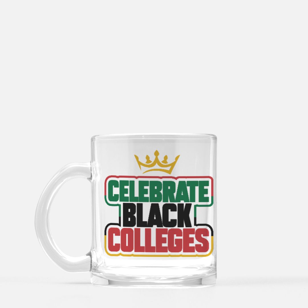 HBCU Celebrate Black Colleges Mug Glass-clothing and culture-shop here at-A Perfect Shirt