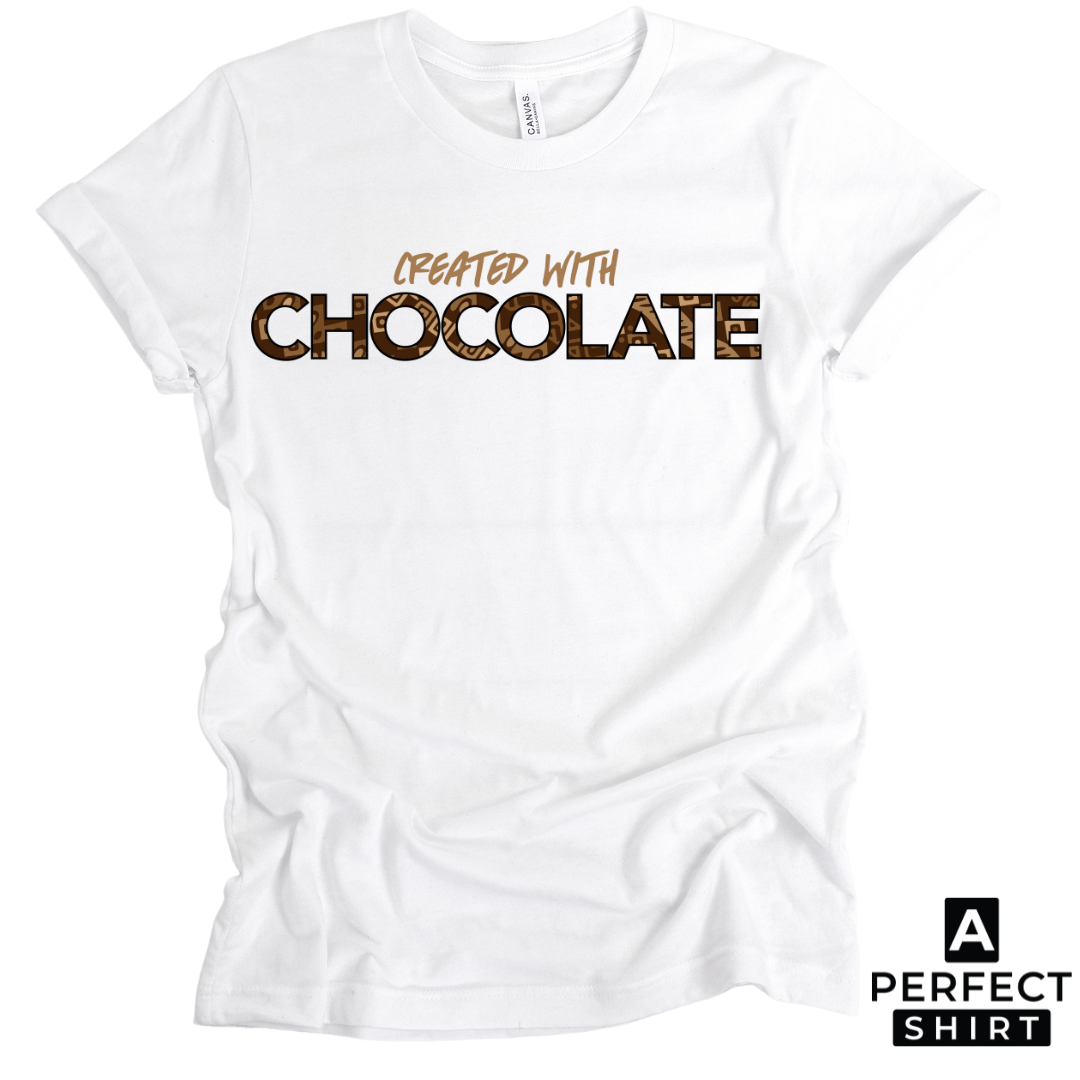 Created With Chocolate Unisex Short Sleeve T-Shirt-clothing and culture-shop here at-A Perfect Shirt