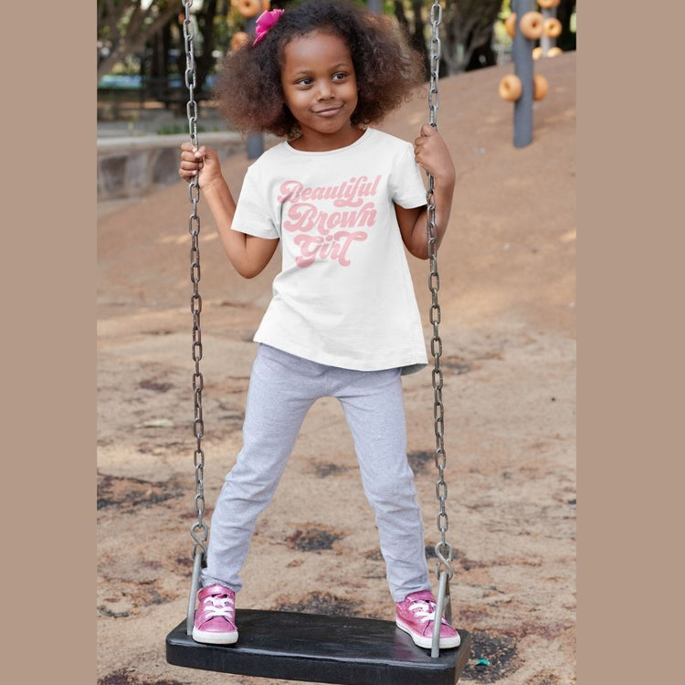 Beautiful Brown Girl Kids Short Sleeve T-Shirt-clothing and culture-shop here at-A Perfect Shirt