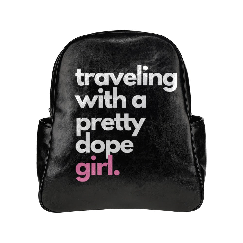 Traveling With Dope Girl Multi-Pocket Backpack-clothing and culture-shop here at-A Perfect Shirt