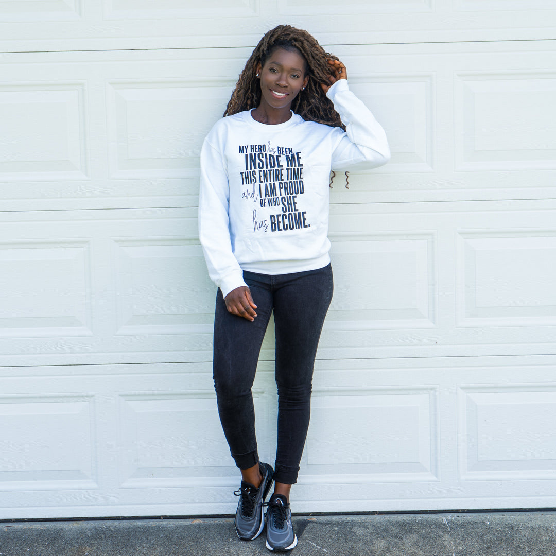 My Hero Has Been Inside Me Sweatshirt-clothing and culture-shop here at-A Perfect Shirt