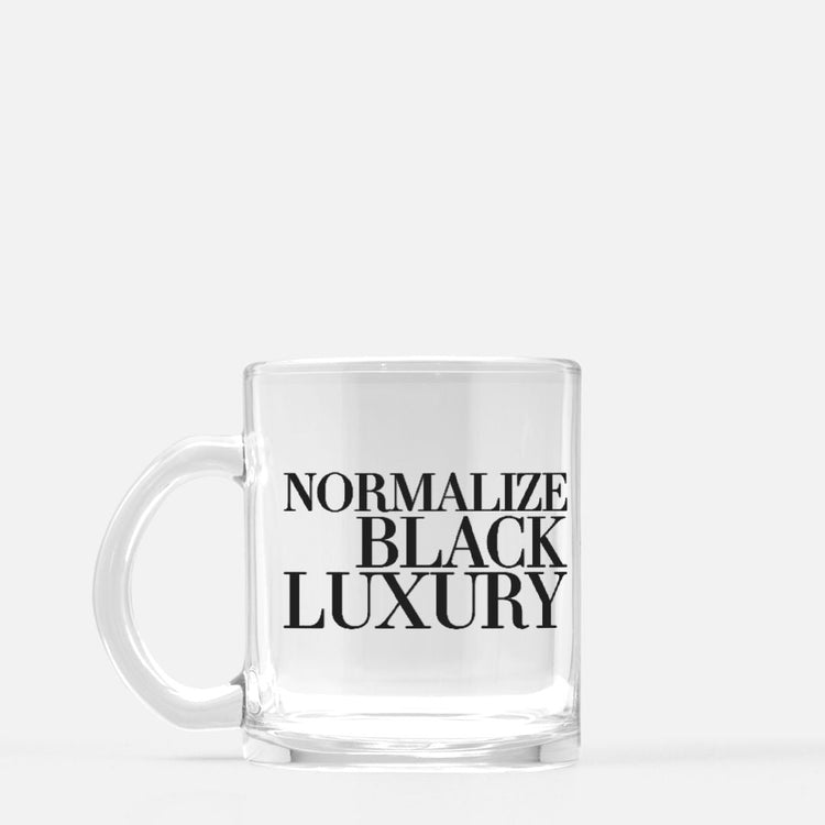 Normalize Black Luxury Mug Glass-clothing and culture-shop here at-A Perfect Shirt